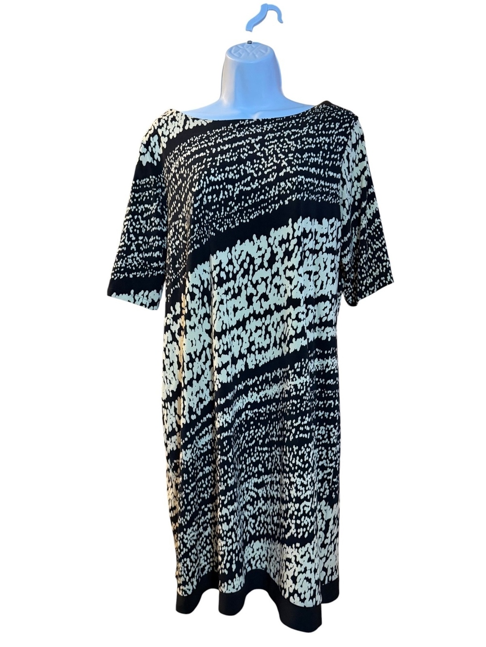Emma F. Michele Black and White Abstract Print Dress